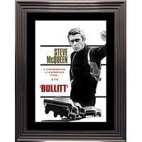Affiche encadrée Noir et Blanc: Steve Mc Queen - Bullitt - 50x70 cm (Cadre Tucson)